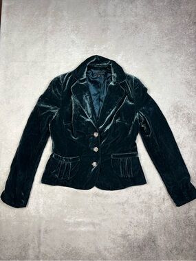 Banana Republic Velvet Blazer Jacket Women’s Size 10 Black Tailored Button Front